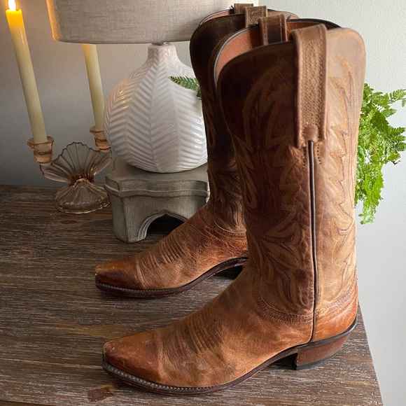 Lucchese 1883 Savannah Western Boots Cowboy Brown Mad Dog Goat Leather N4540 7.5 - Picture 11 of 16